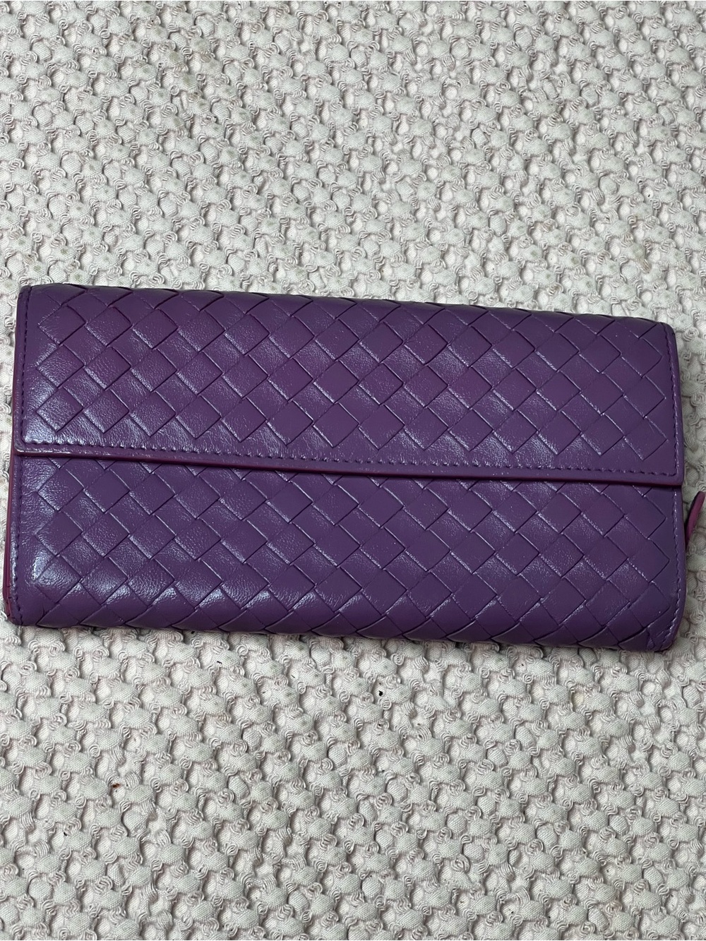 Bottega Veneta Intrecciato Purple Nappa Leather Continental Wallet Authenticated